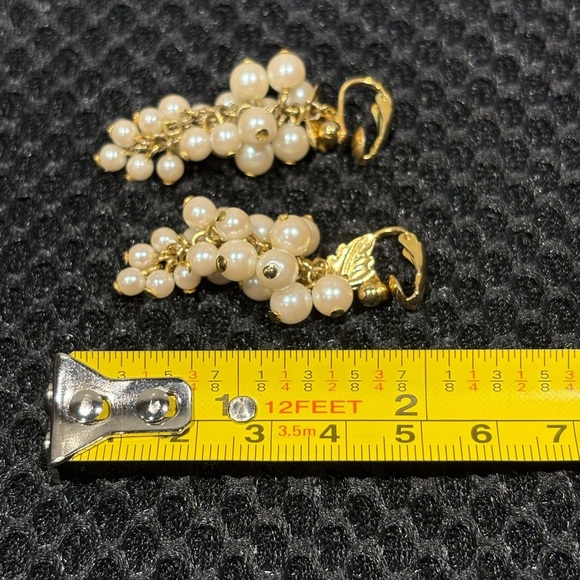 Vintage Faux Pearl Grapevine Clip-On Earrings - Picture 8 of 8